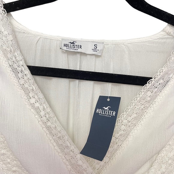 NWT! Hollister White V-neck Long Sleeve Peasant Top Size S - Picture 5 of 10